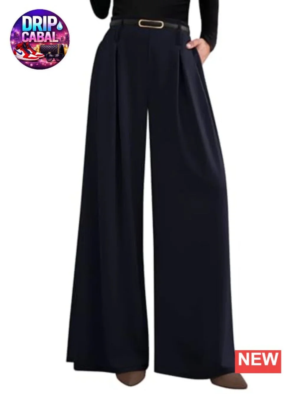 Women's Wide Leg Dress Pants Flowy High Waisted Palazzo Trousers w/ Pockets
